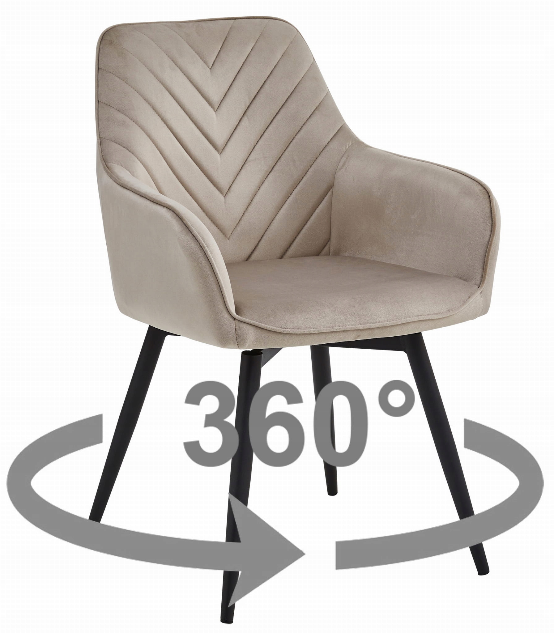 Křeslo NANA360 tmavě béžová samet nohy černé x 1