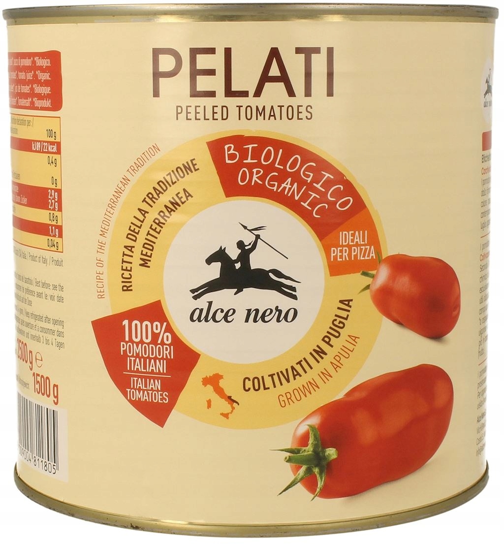 Rajčata Pelati Bio 2,5 kg (1,5 kg) Horeca (alce Nero)