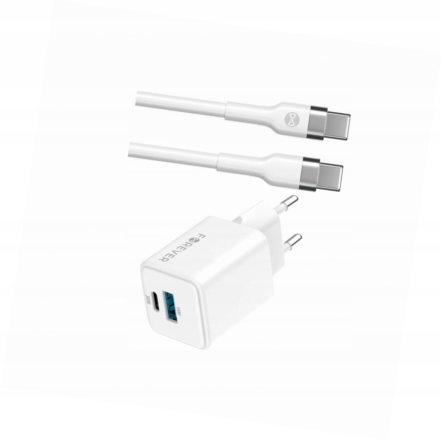 Szybka ładowarka GaN 30W 2 wejścia Usb i Usb-c z kablem do Oppo A53 5G
