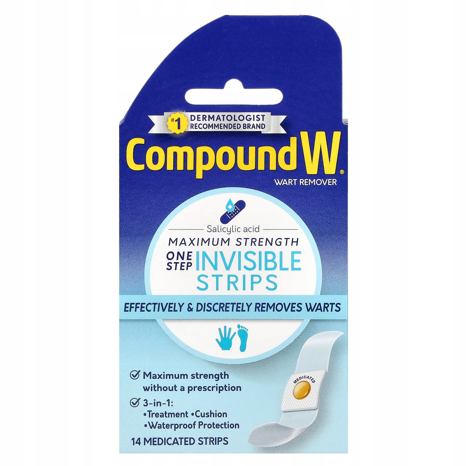 Compound W, přípravek na odstranění bradavic, neviditelné pásky One Step, max
