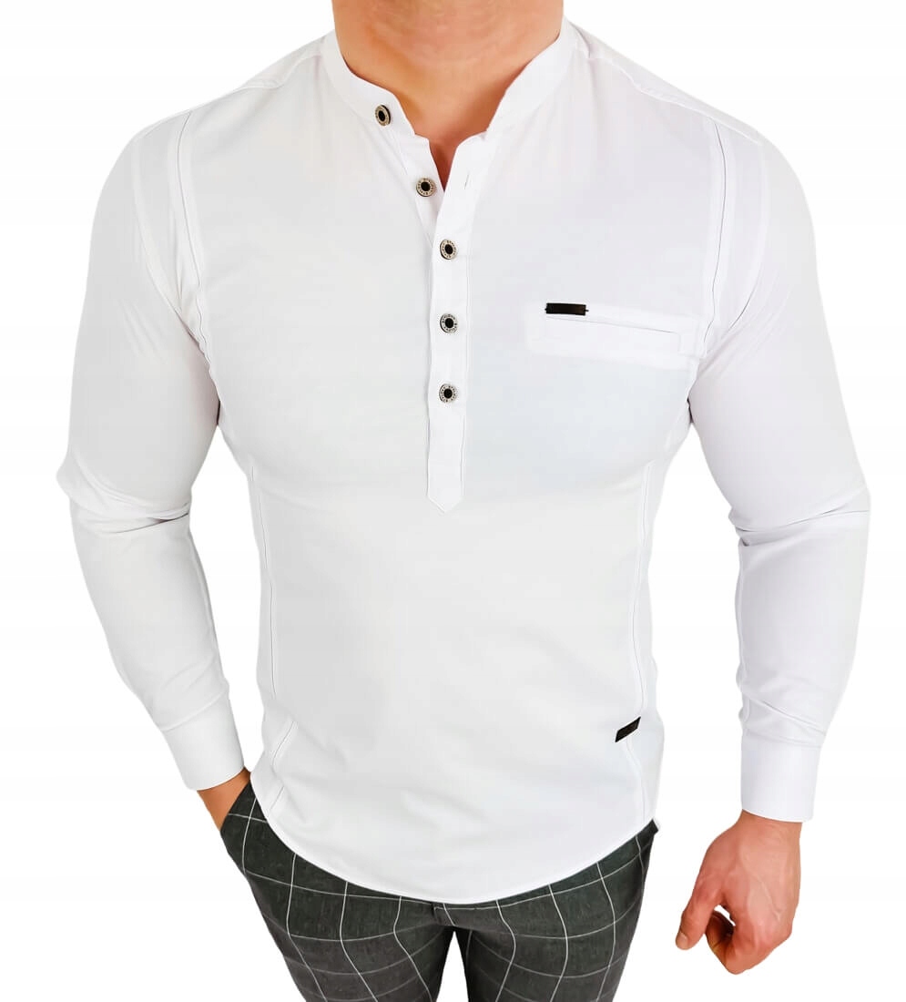 Biala koszula ze stojka slim fit Stylovy 1966 S