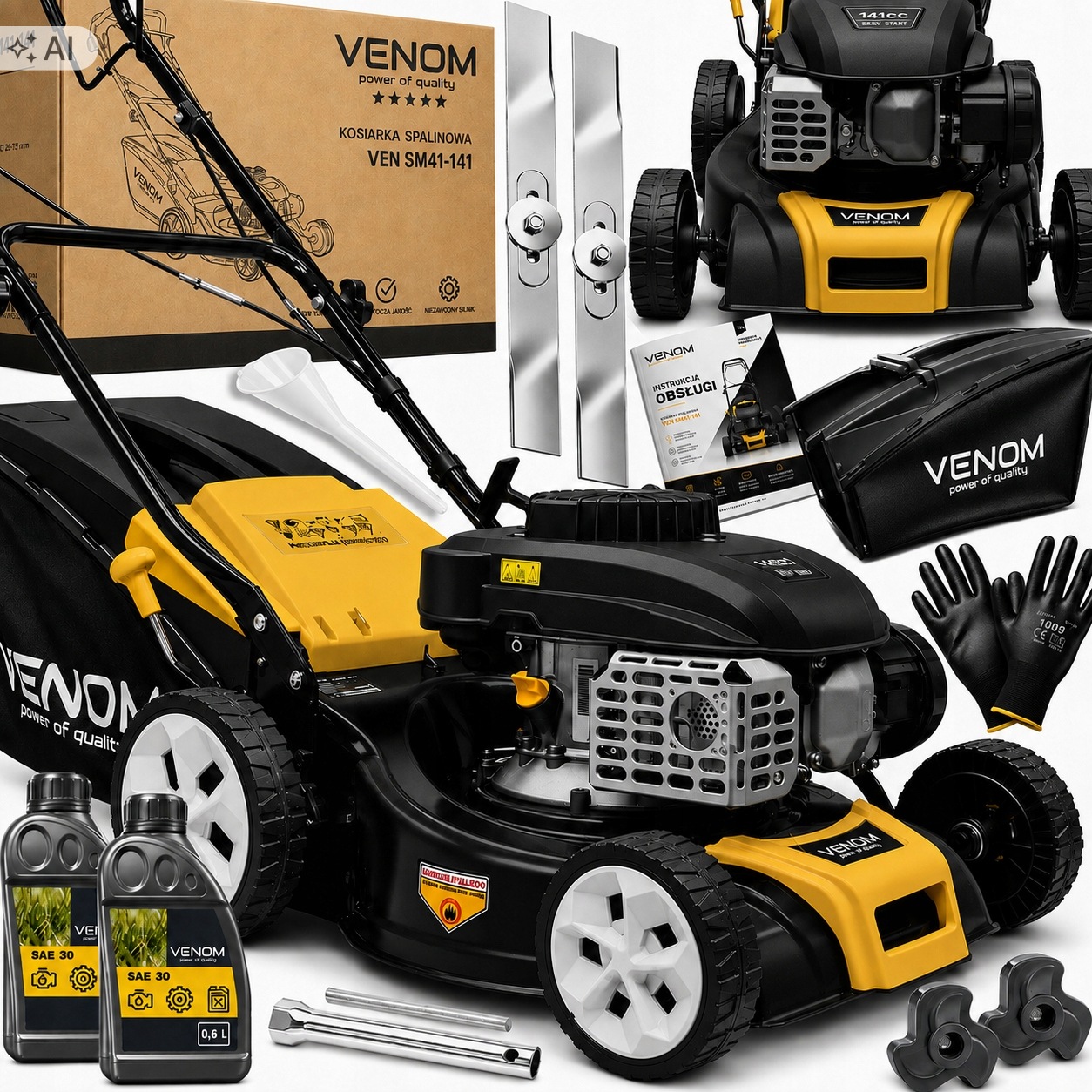 Výkonná Benzínová Sekačka S Pohonem Venom Avs Ocelová Lehká 2xNŮŽ Nový Model