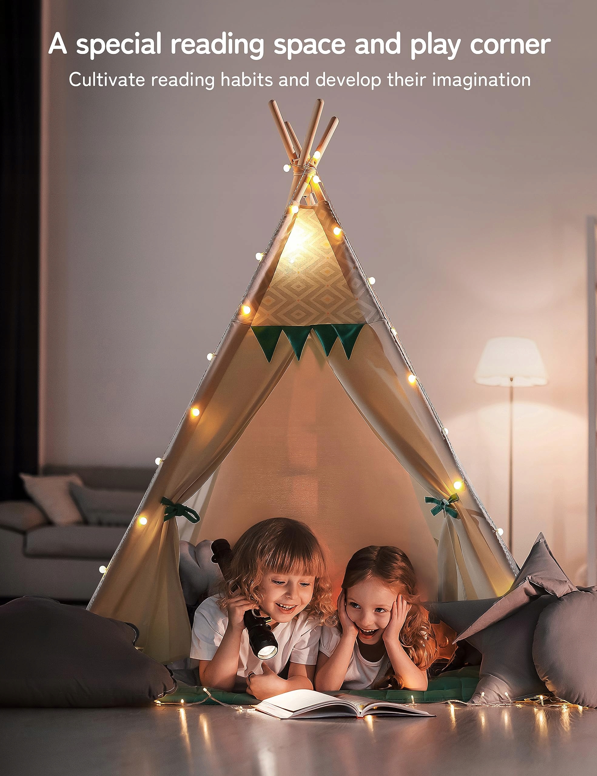 BESREY Namiot Tipi Dla Dzieci Zielony - Pokój Dziecięcy — miniatura 5