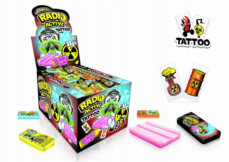 Levně Žvýkačka Radio Active Tattoo tetování balení 200 ks