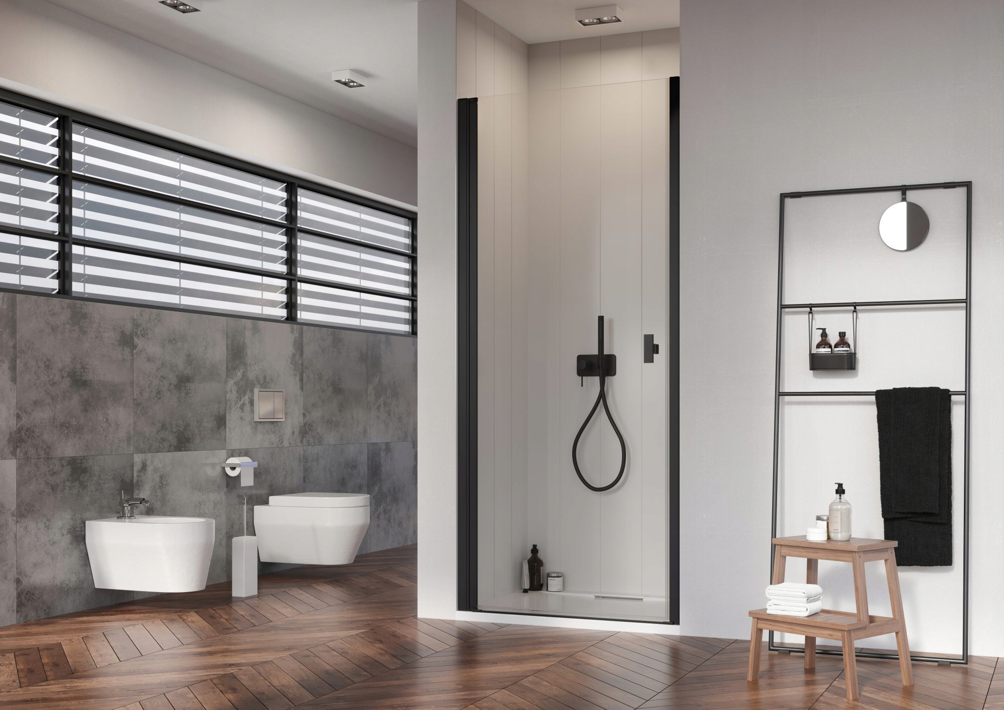 Drzwi LEWE NES BLACK DWJ I 90x200 cm RADAWAY Mocowanie lewe