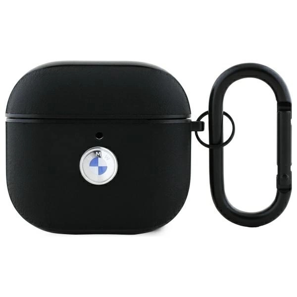 Etui Bmw Geniune Leather Silver Logo na AirPods 4 czarne