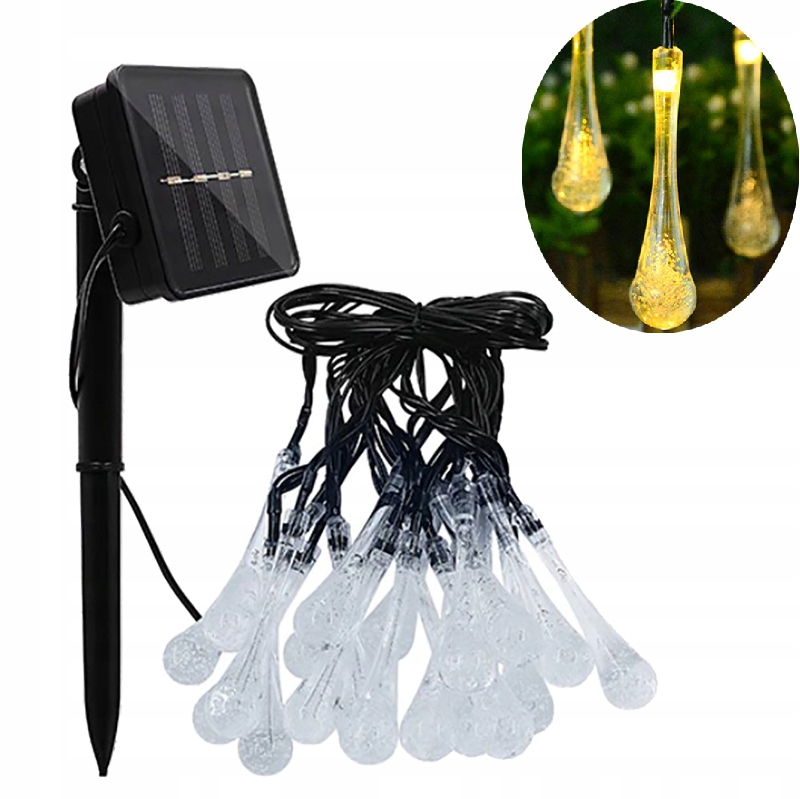 GIRLANDA SOLARNA LAMPKI OGRODOWE WISZĄCE SOPLE Zasilanie solarne