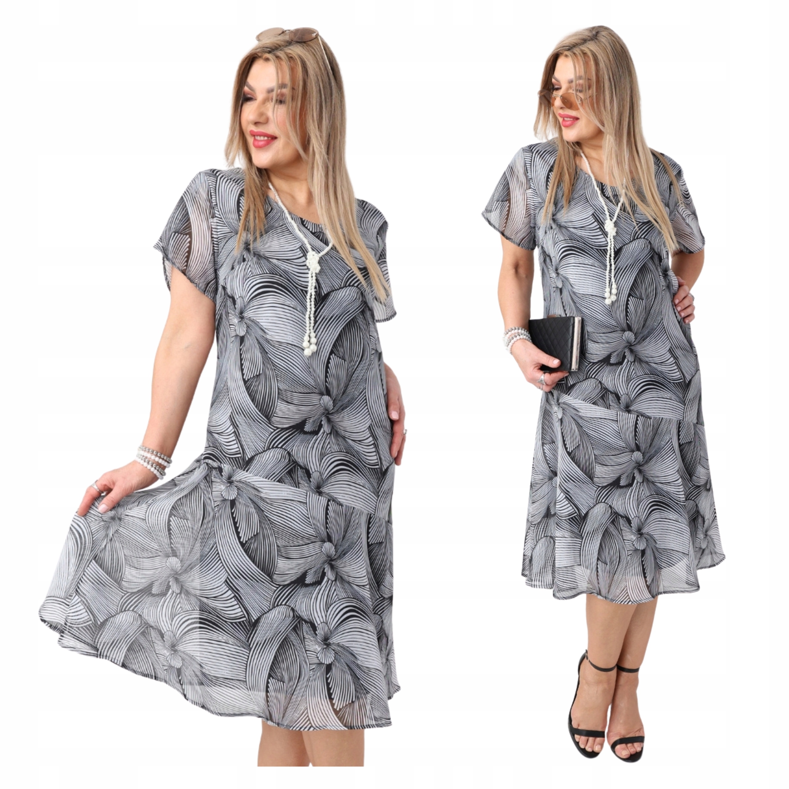 sukienka damska szyfonowa zwiewna Polski Producent duże rozmiary