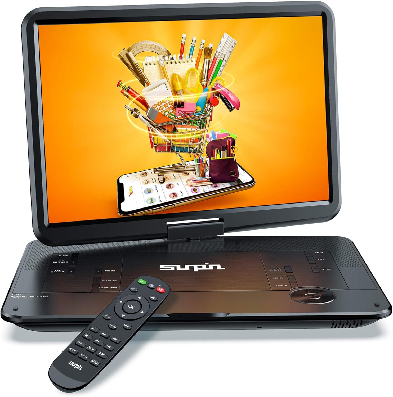 Prehrávač DVD Diskov S 17.9" Stereo Reproduktorom Sunpin PD151 Tv/usb Aku 6H