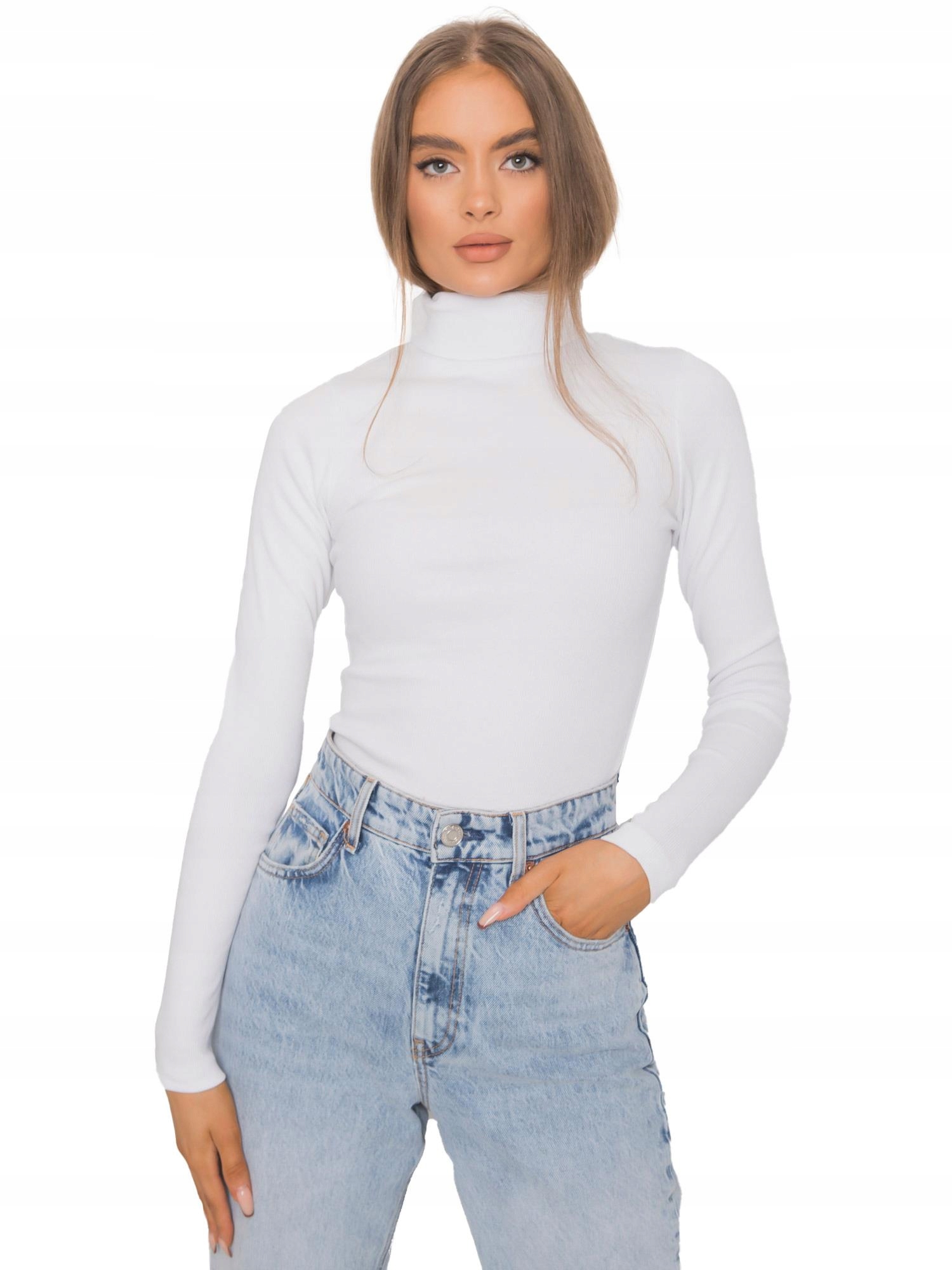 

Dopasowana Bluzka kobieca z golfem - L/XL