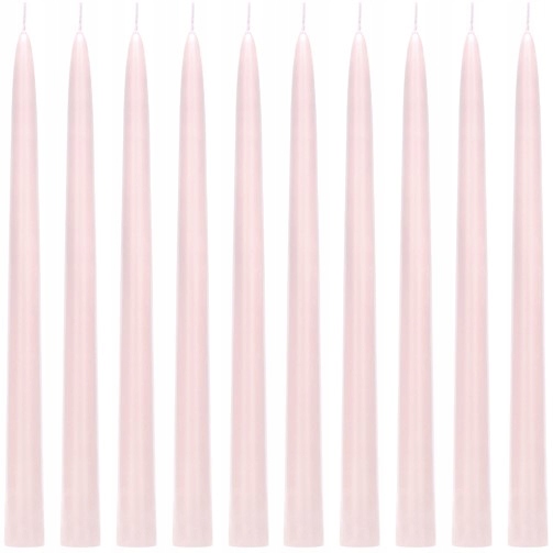 ŚWIECZKI ŚWIECE STOŁOWE STOŻKOWE BRUDNY RÓŻ RÓŻOWE TRADYCYJNE 24 CM 10 SZT