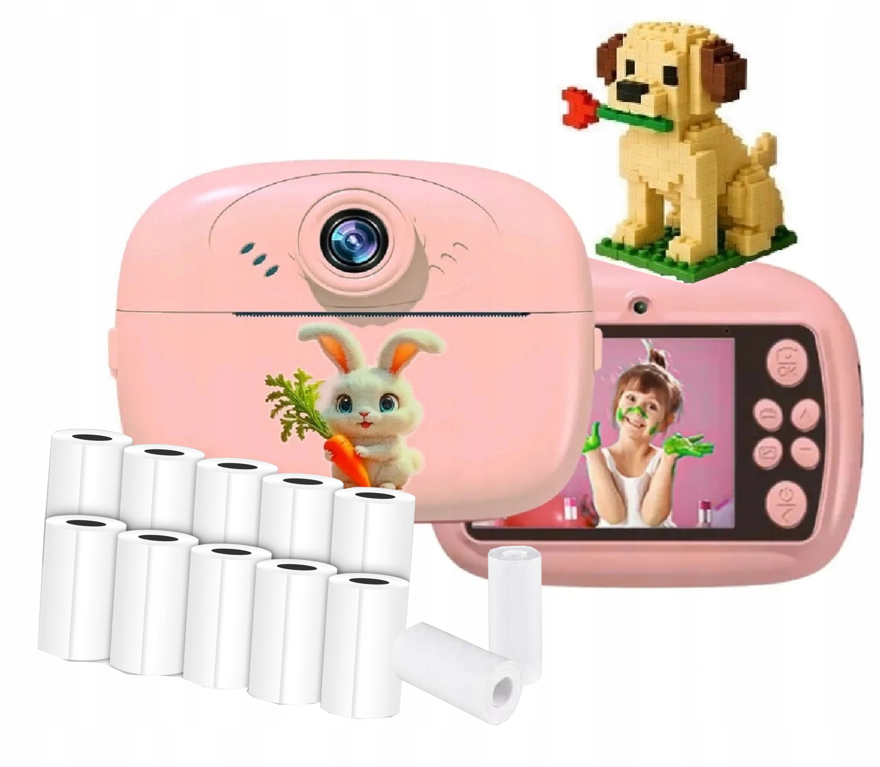 Mini Termální Tiskárna Instantní Fotoaparát Fotuś Růžový +dárek AM300-1