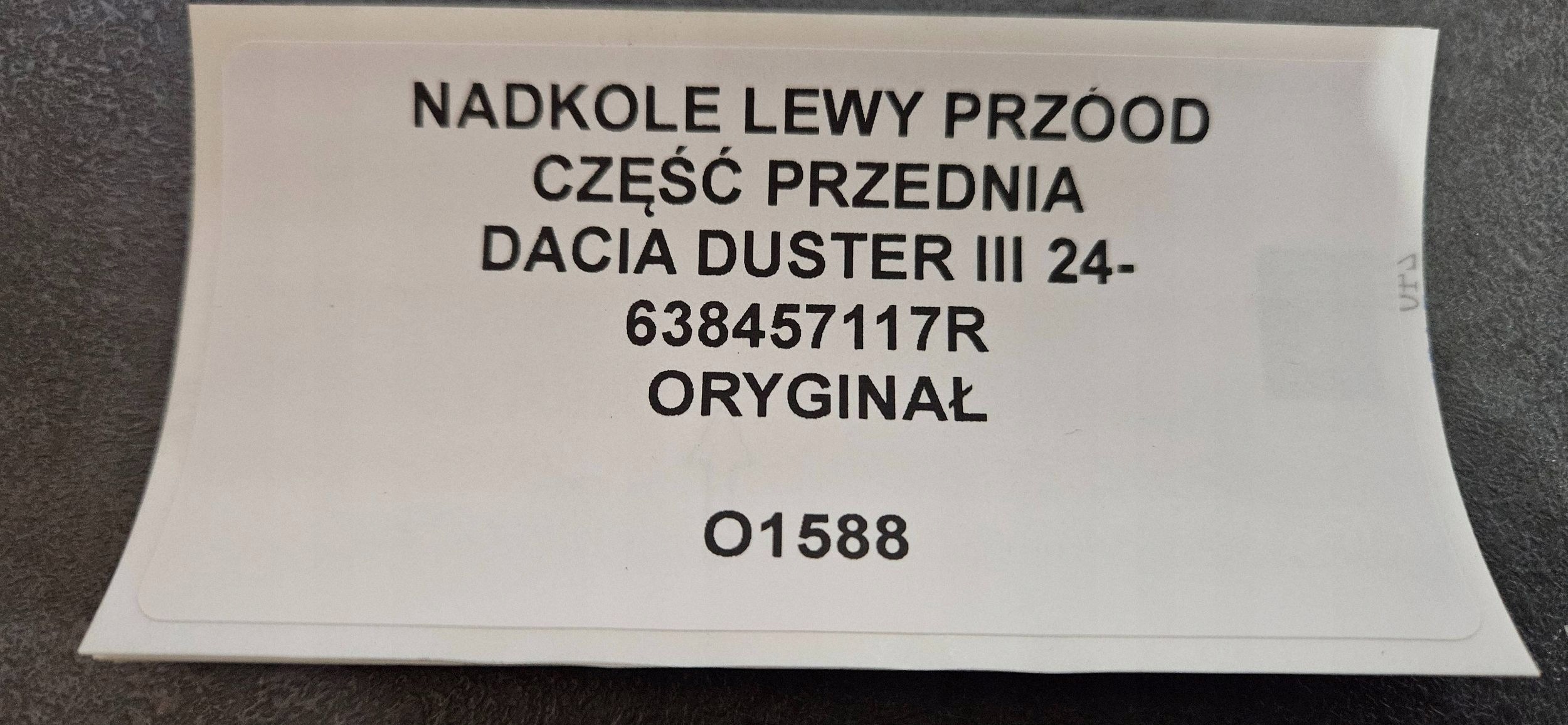 mudguard left front part front DACIA DUSTER III 24- original 638457117R