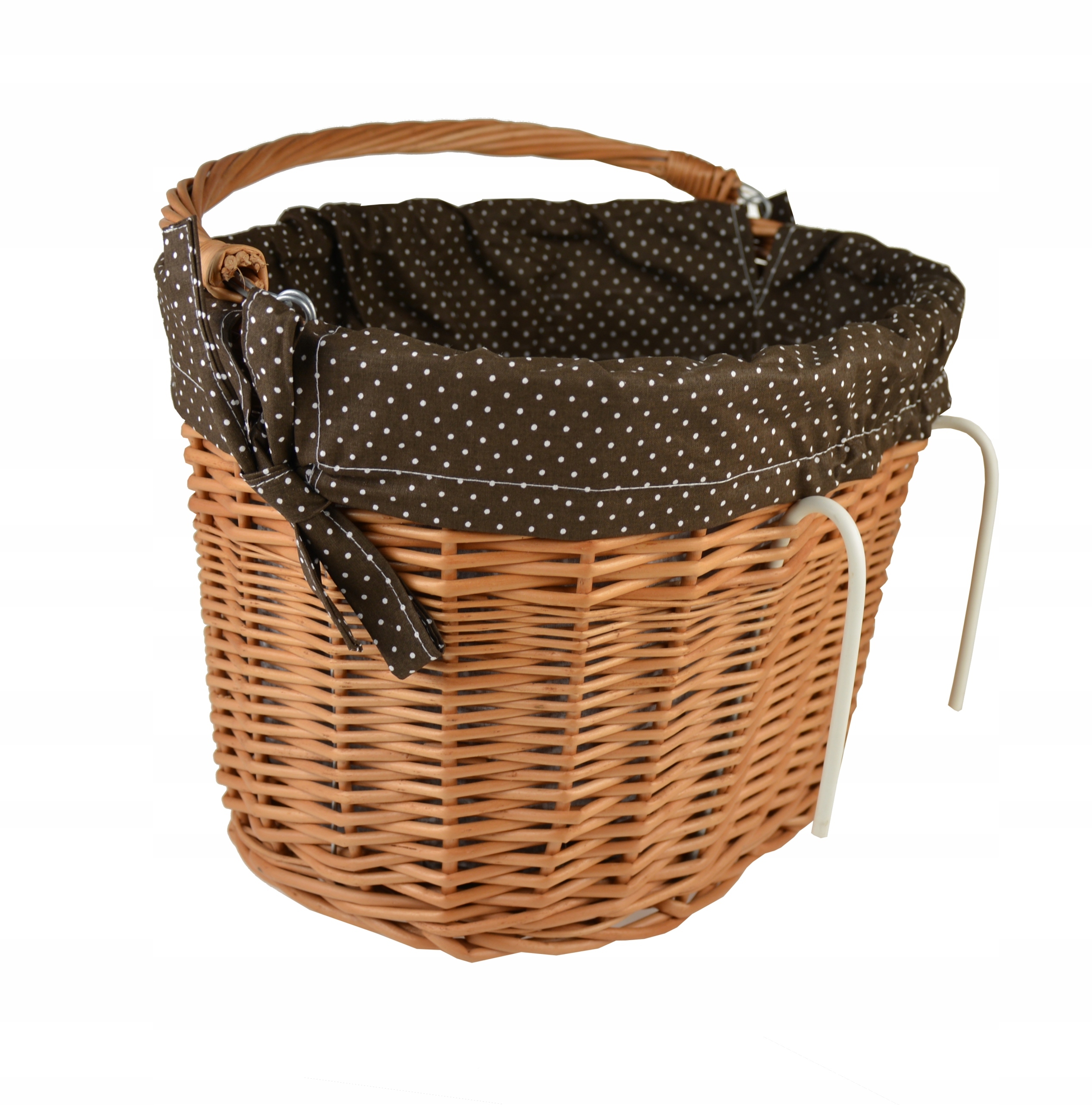 Wiklinowy KOSZYK NA ROWER na kierownicę + WKŁAD Kolor dominujący beże i brązy