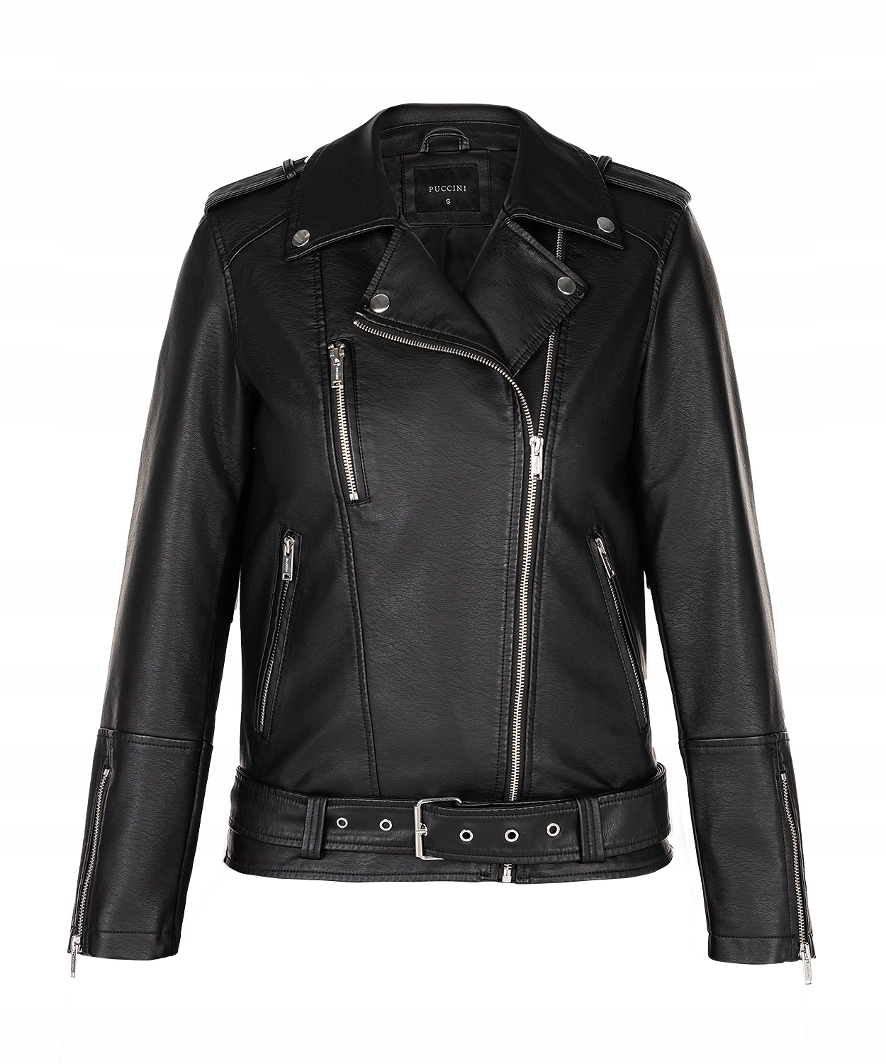 Kurtka Damska Ramoneska S Skóra Ekologiczna Puccini Czarna KD12301 1 S