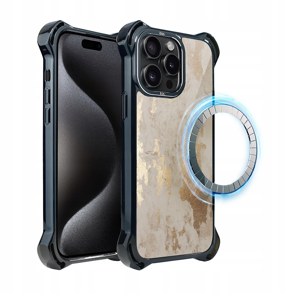 Pouzdro pro iPhone 15 Pro Max Ibizu DropGuard Ultra s MagSafe, šampaňské zlato