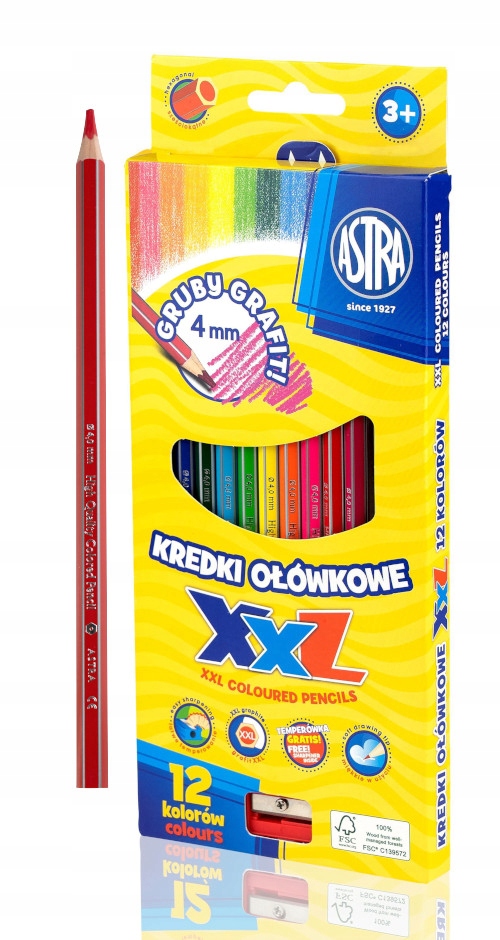

Astra kredki ołówkowe 12 kol XXL gruby grafit