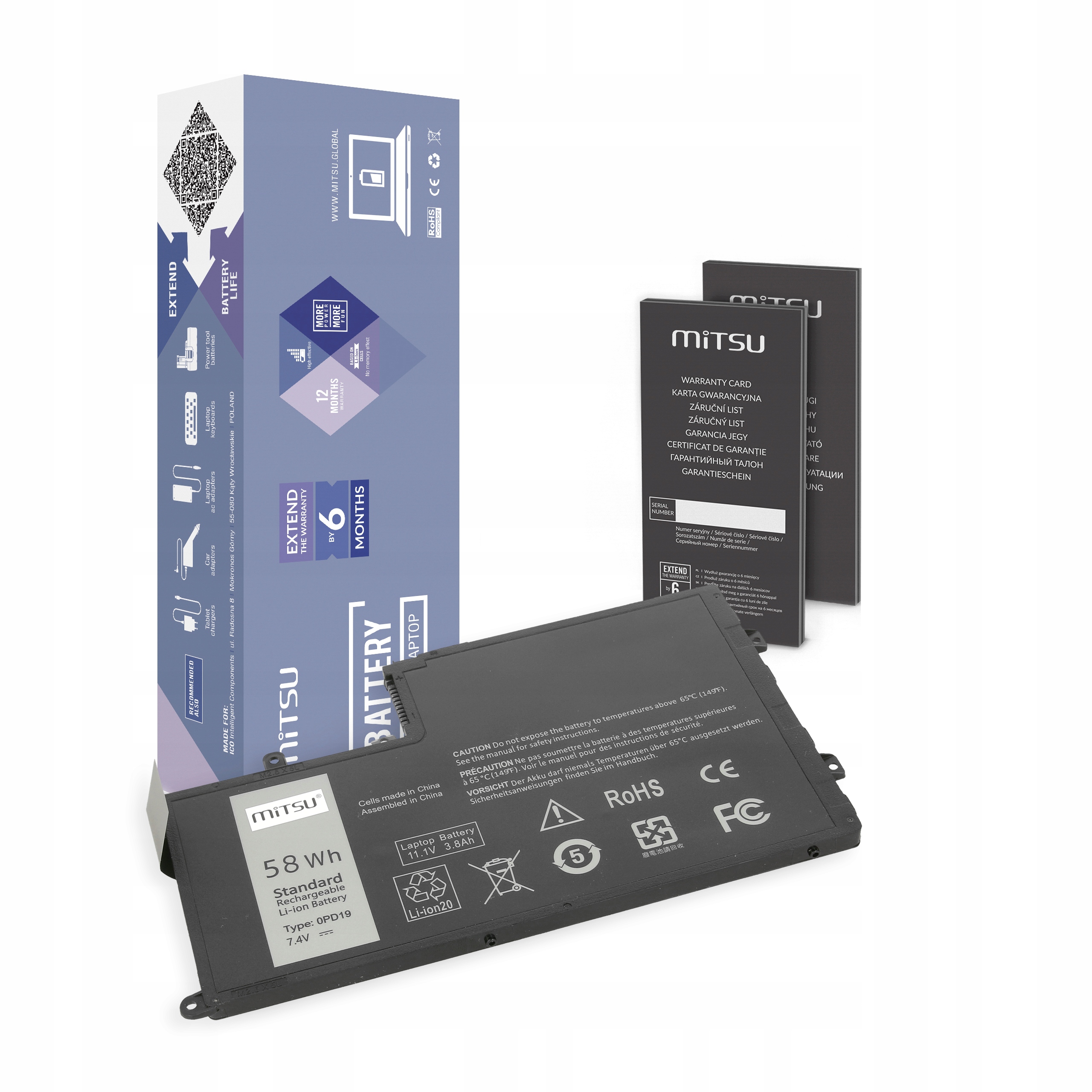 Bateria Mitsu do Dell Inspiron 15 (5542) 14 (5445) 7.4V