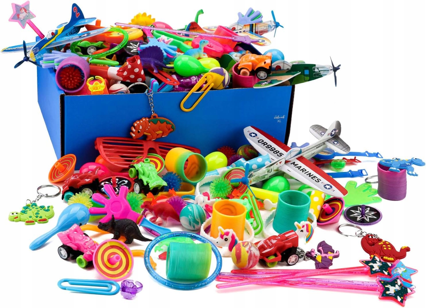 ZESTAW ZABAWEK URODZINOWYCH UPOMINKOWYCH PREZENTY DLA GOŚCI WYPEŁNIACZE 200 Materiał guma plastik