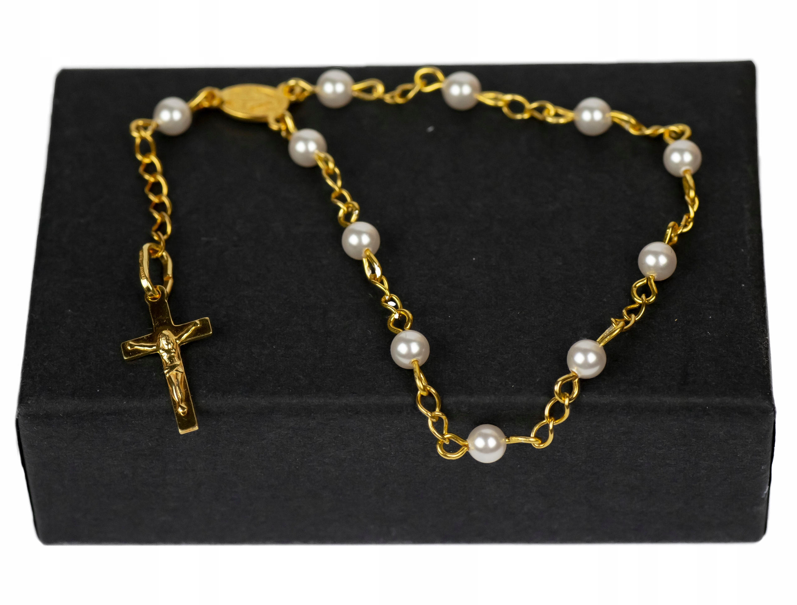 Růženec se Swarovski Perly Zlatá desítka Křížek 925 Biřmování