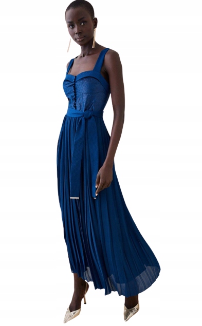 Karen Millen Sukienka Plisowana Granatowe 38 Pgb