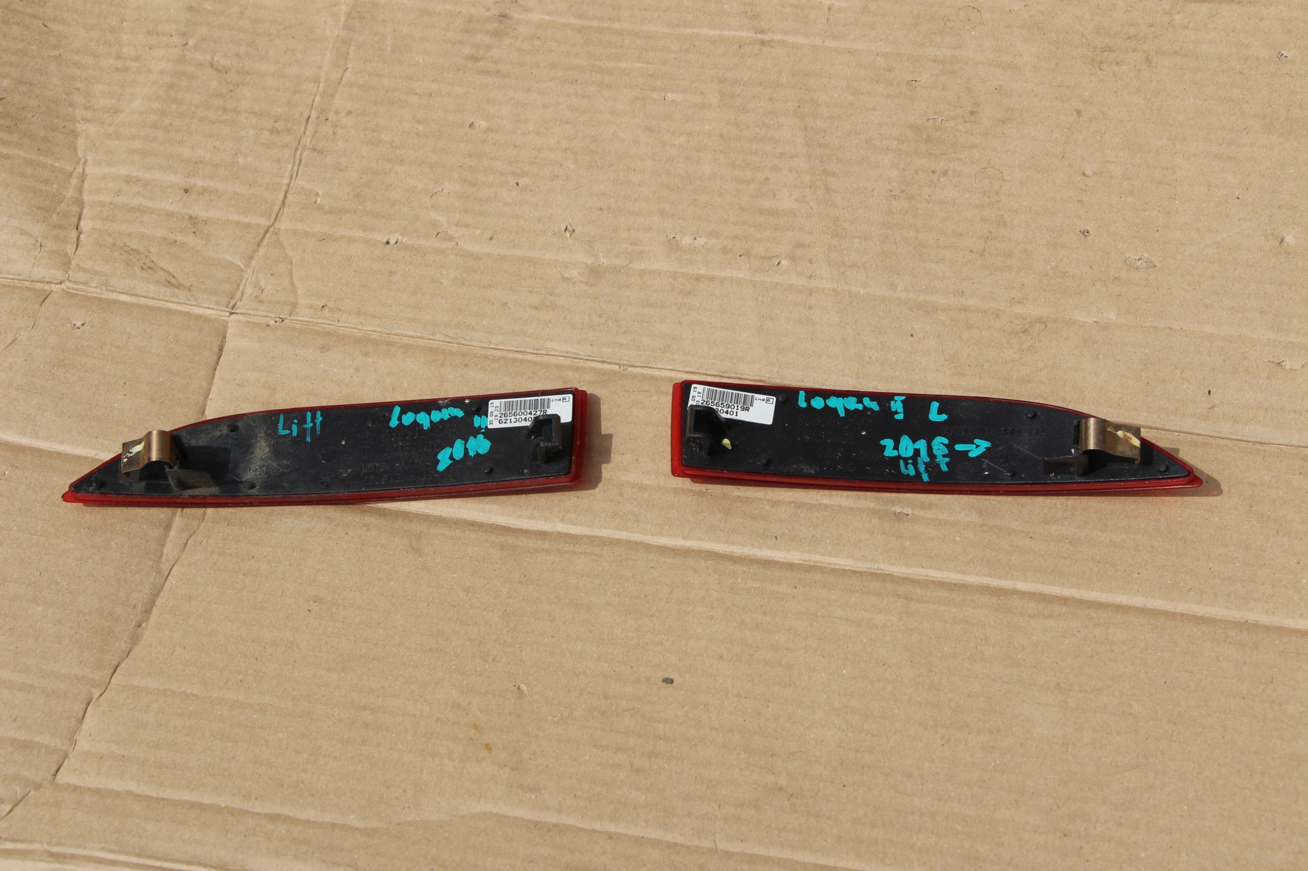 ODBLASK LEWY PRAWY ZDERZAKA TYŁ DACIA LOGAN II LIFT kombi MCV 2016-2022 org Strona zabudowy tylne lewe tylne prawe