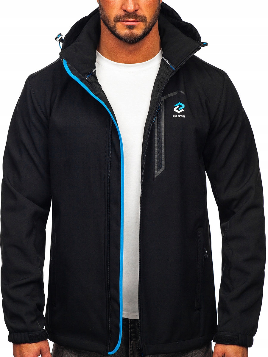 Pánská Softshellová Bunda Černo-modrá WX062 DENLEY_2XL