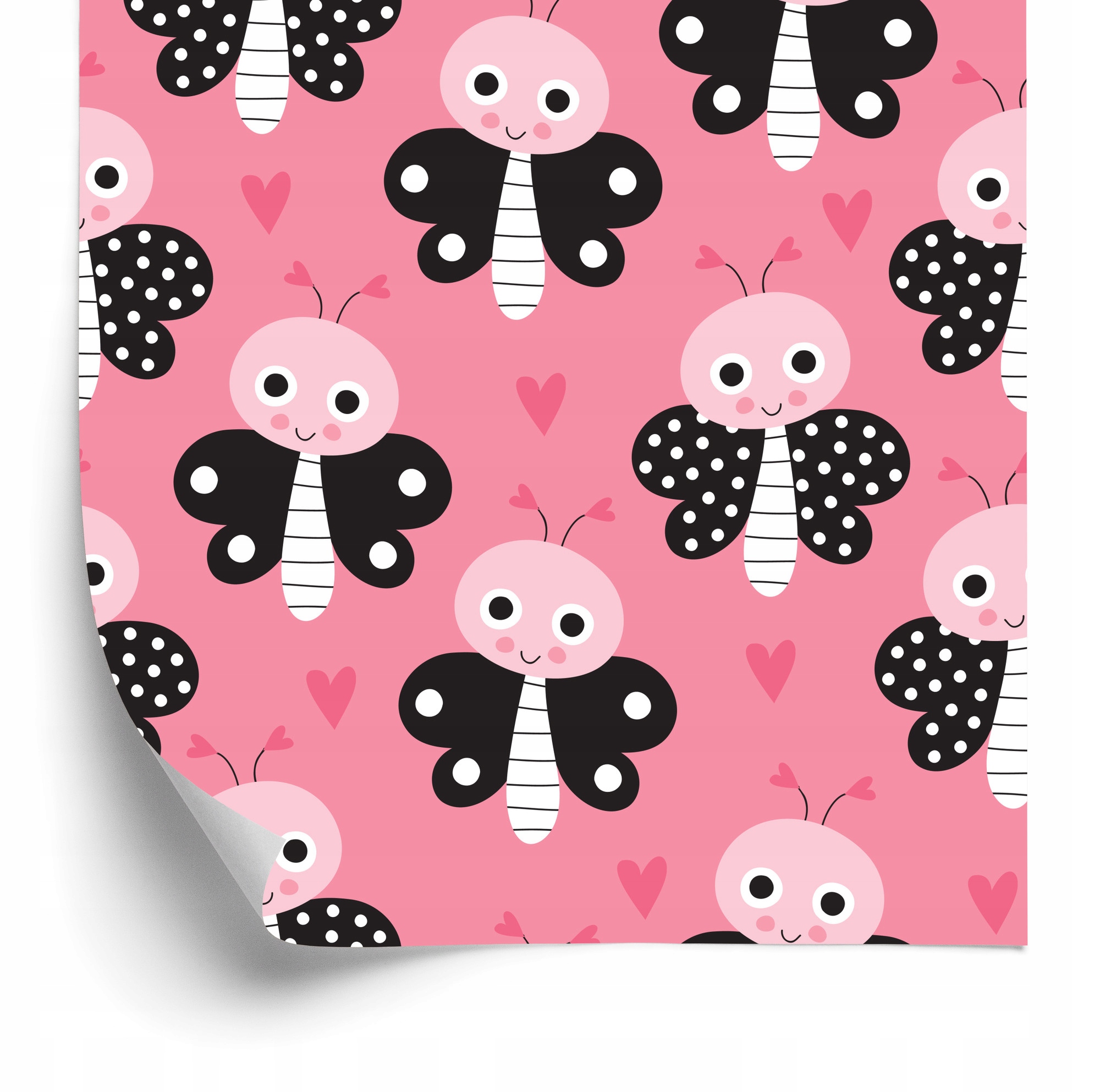 Tapeta pre deti Motýliky a srdiečka 50 x 1000 cm