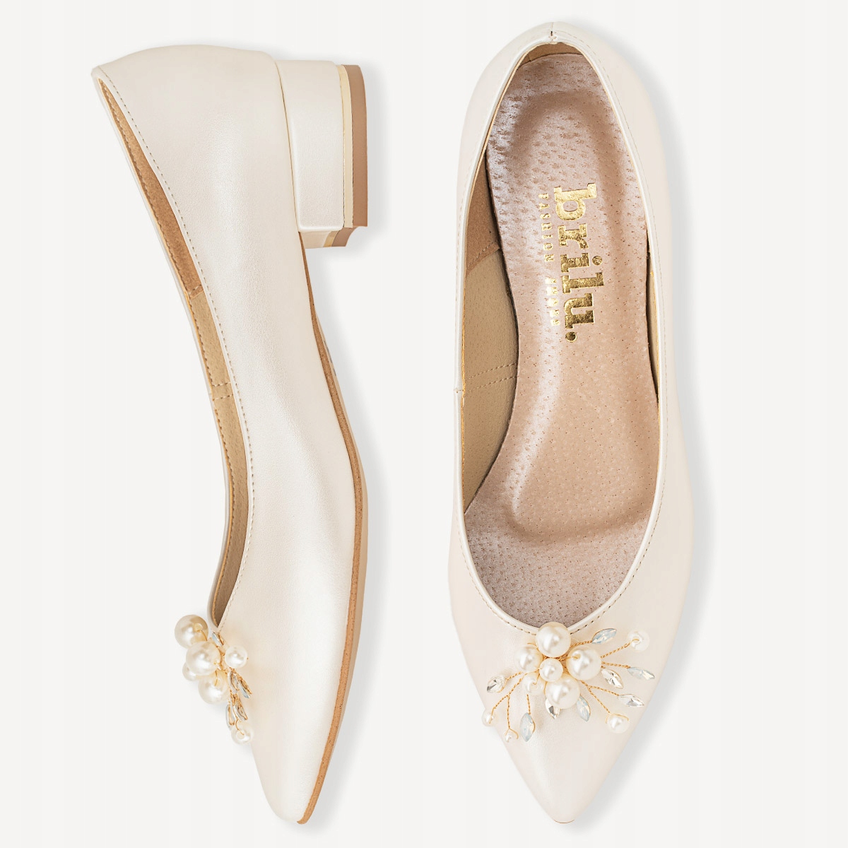 BRILU ŚLUBNE PERŁOWE BALERINKI Z OZDOBĄ IVORY 39 Kod producenta 14992