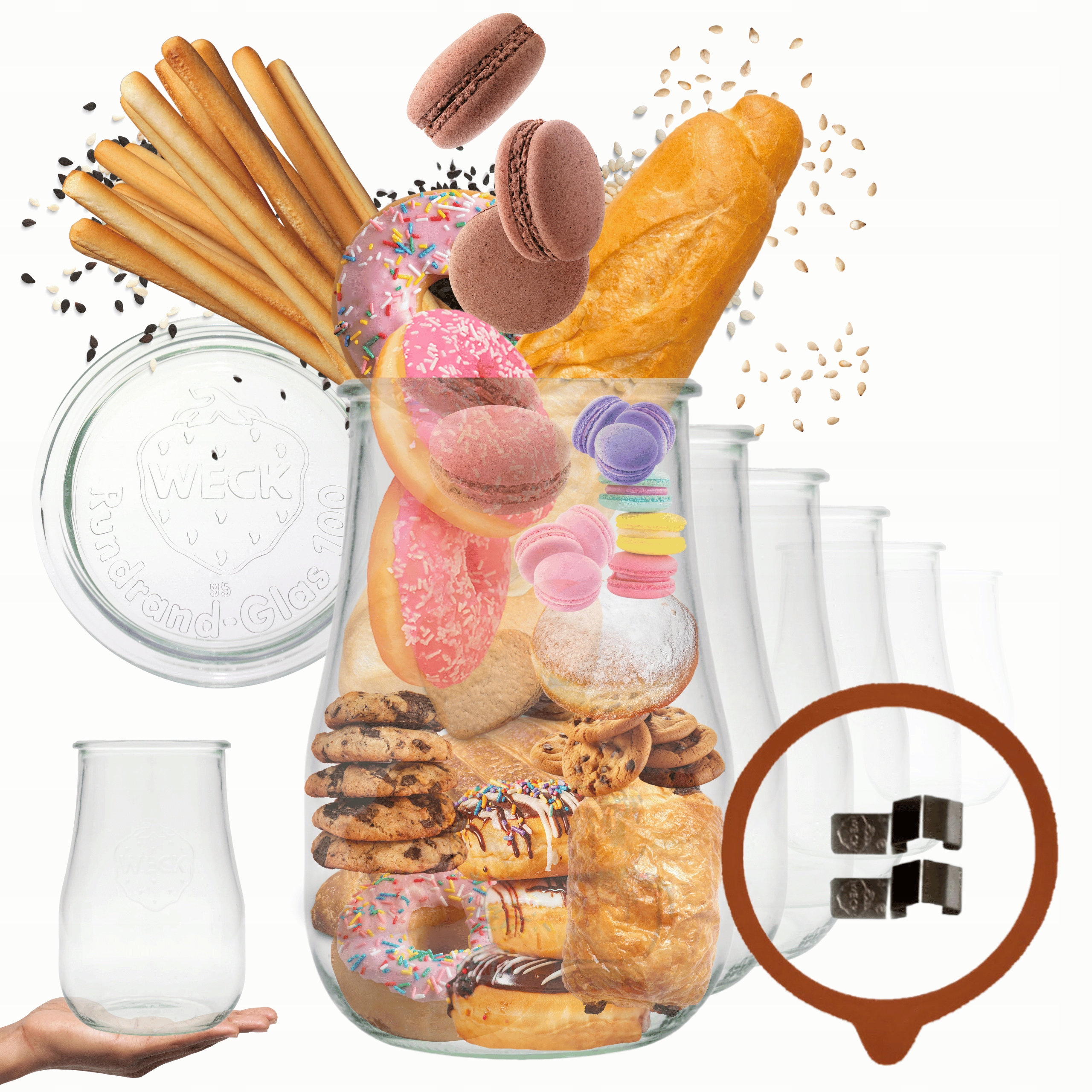 Poháre Weck 1750 ml 1,75 l váza Tulip žiaruvzdorné sponky veko gumička 12ks