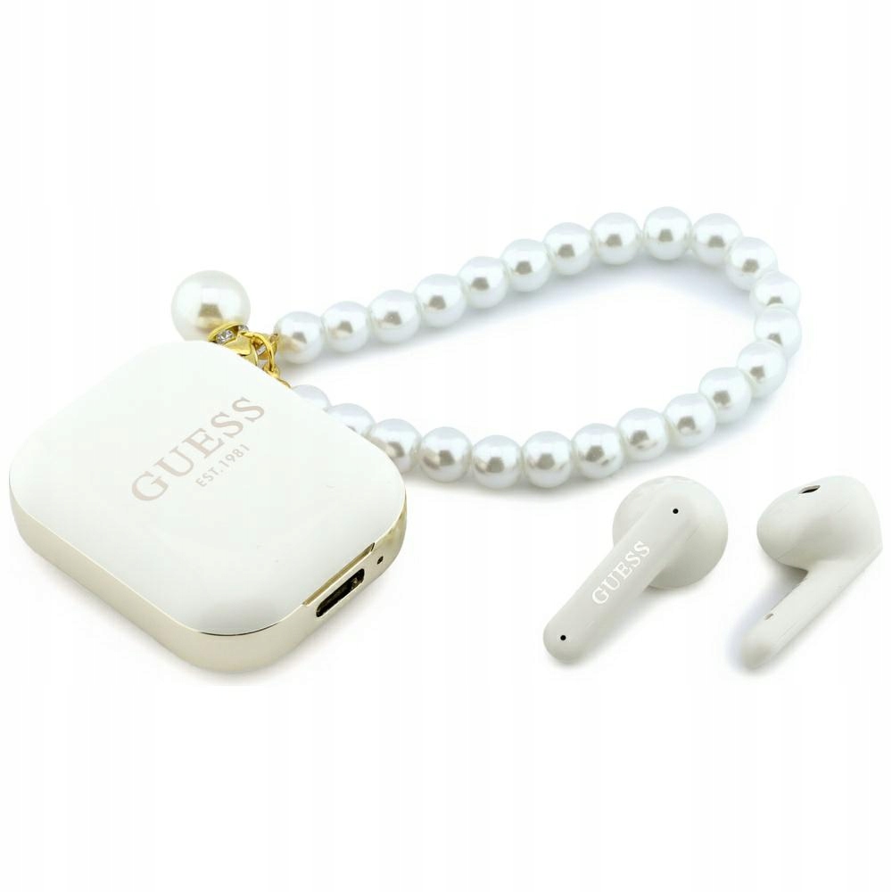 Sluchátka Tws Guess Pearl Strap bílá
