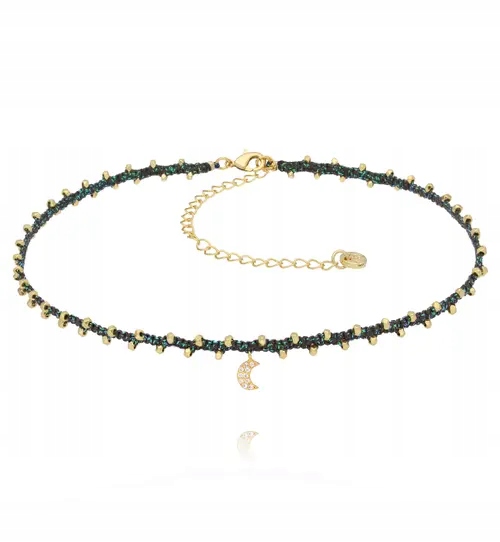 Náhrdelník By Dziubeka Měsíc Mosaz zlatý Regulovatelný