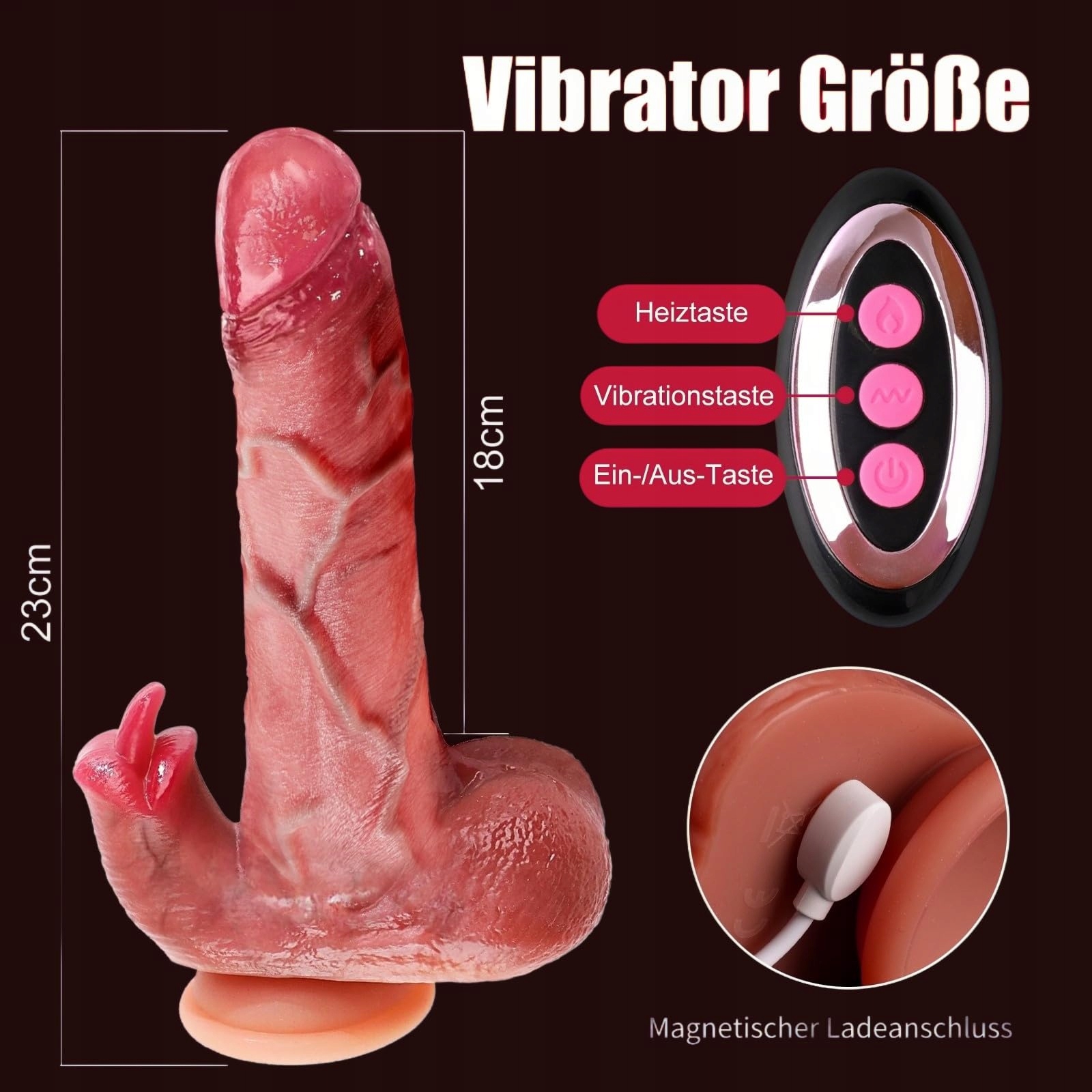 REALISTISCHER Dildo Wibrator Zdalne Sterowanie 23cm Gruby — miniatura 6