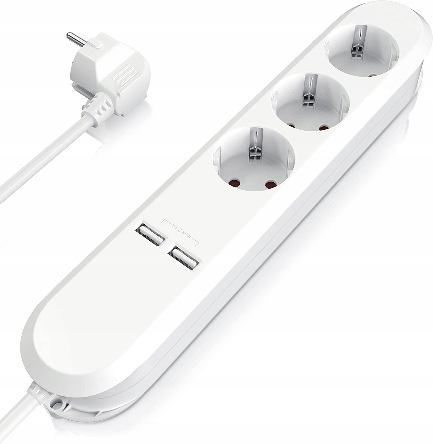 Listwa przedłużacz 1,5m Bearware 3 gniazda, 2xUSB