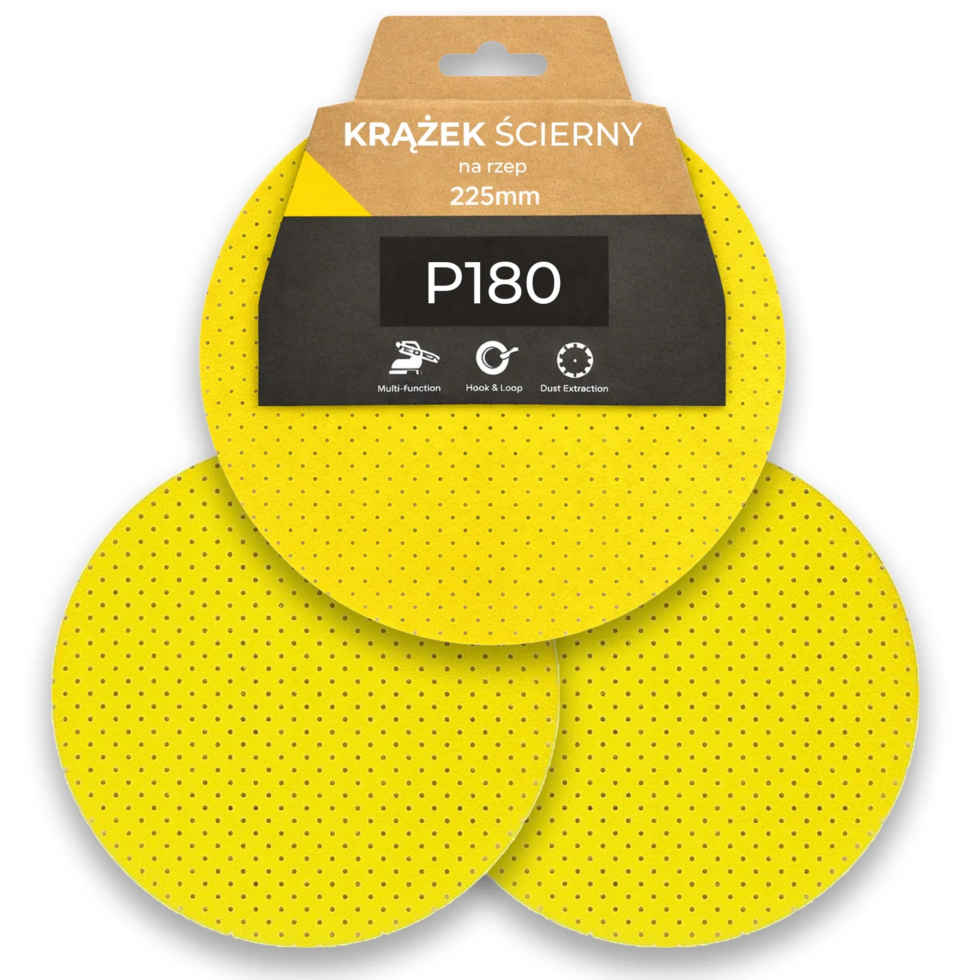 Papier Ścierny Krążek ścierny do żyrafy na rzep z flizeliną 225mm P180 3szt