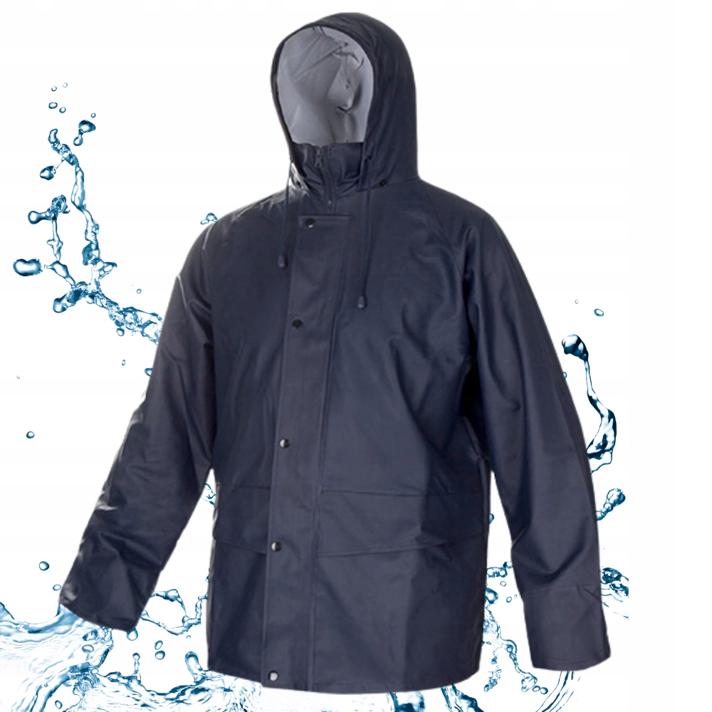 Kurtka robocza Przeciwdeszczowa z kapturem Pu powleczona poliuretanem L