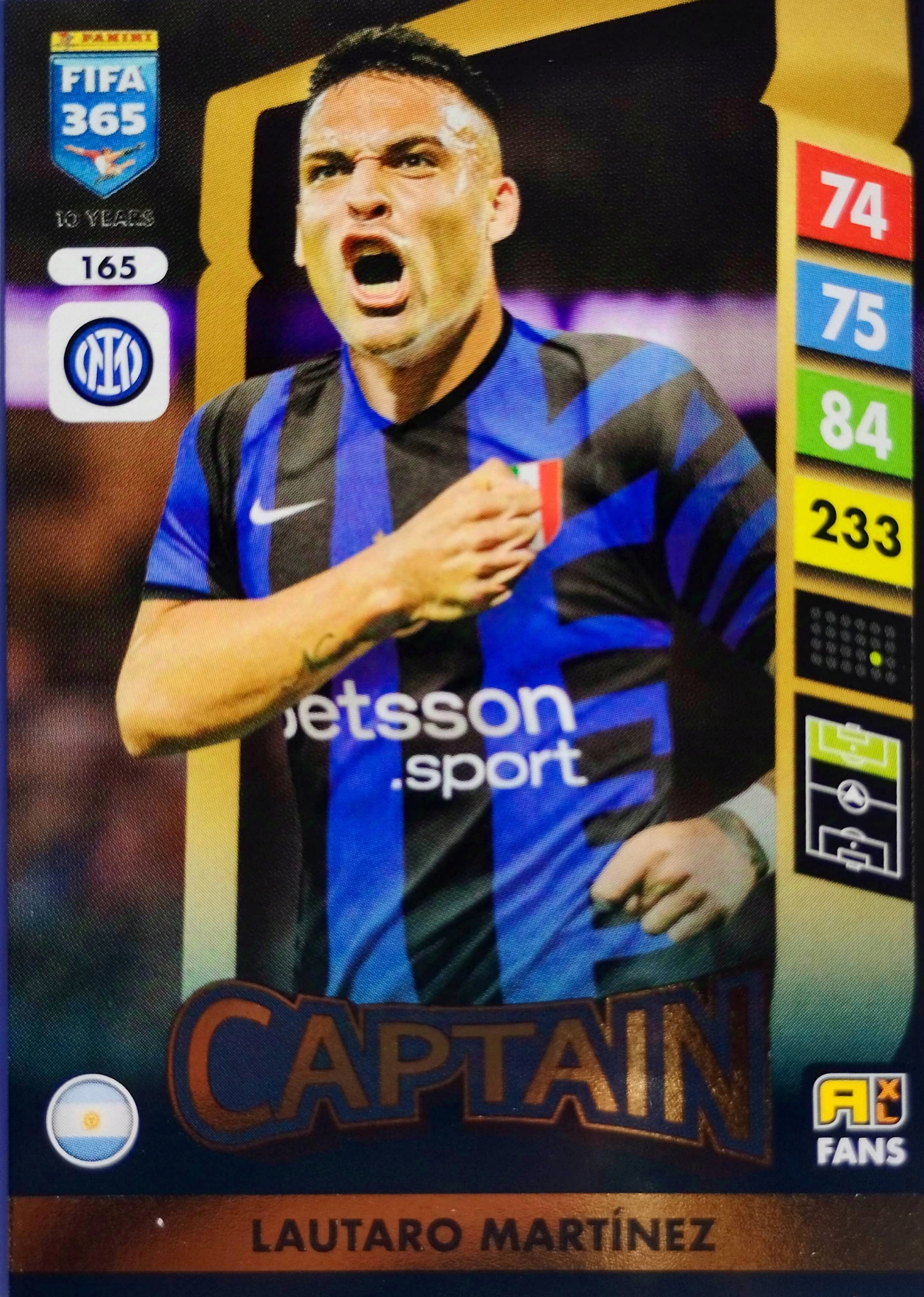 Panini Fifa 365 2025 Fans Captain 165 Lautaro Martinez Inter Mediolan