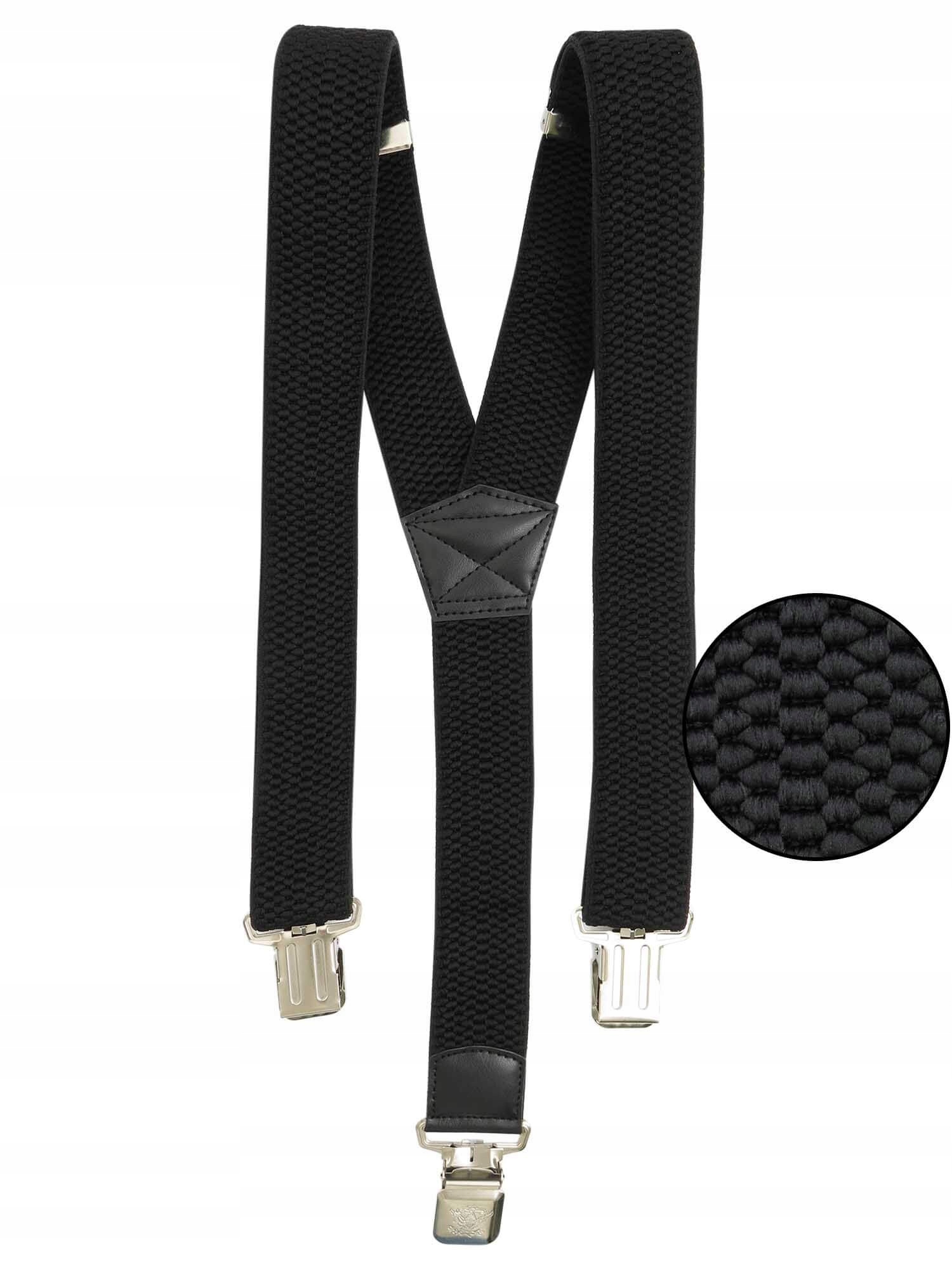 MOCNE DŁUGIE CZARNE SZELKI MĘSKIE DO SPODNI XL129 Marka Modini