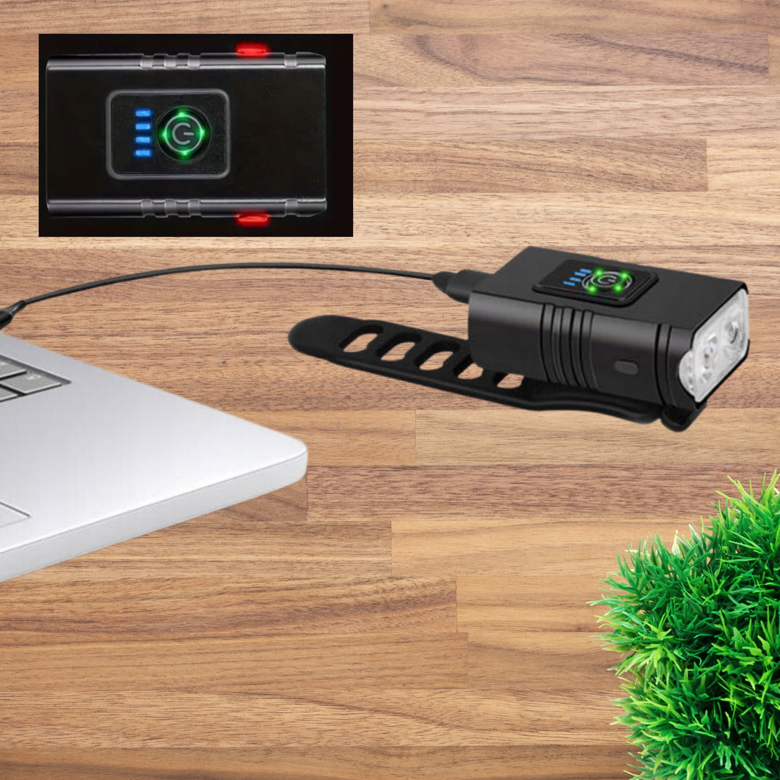 MOCNA LAMPKA ROWEROWA PRZEDNIA TYLNA LED WODOODPORNA AKUMULATOR USB ZESTAW Zasilanie akumulator