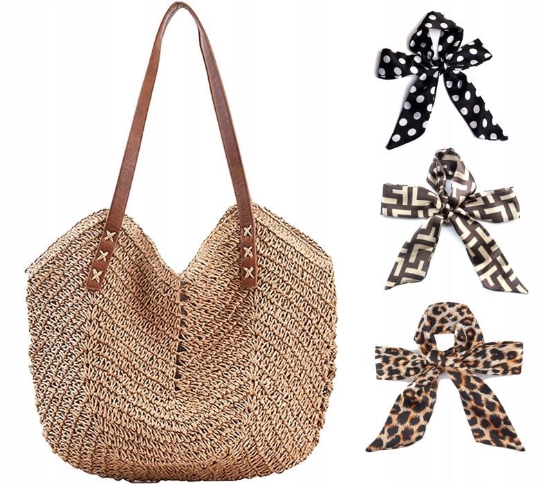 Torebka na RAMIĘ PLECIONA KOSZYK ZAPINANA BRELOK