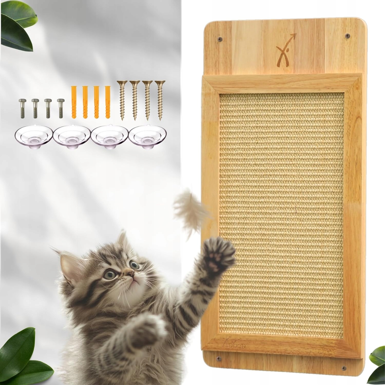 Levně Nástěnný škrabák pro kočky – dřevo sisal Nový nezabírá místo