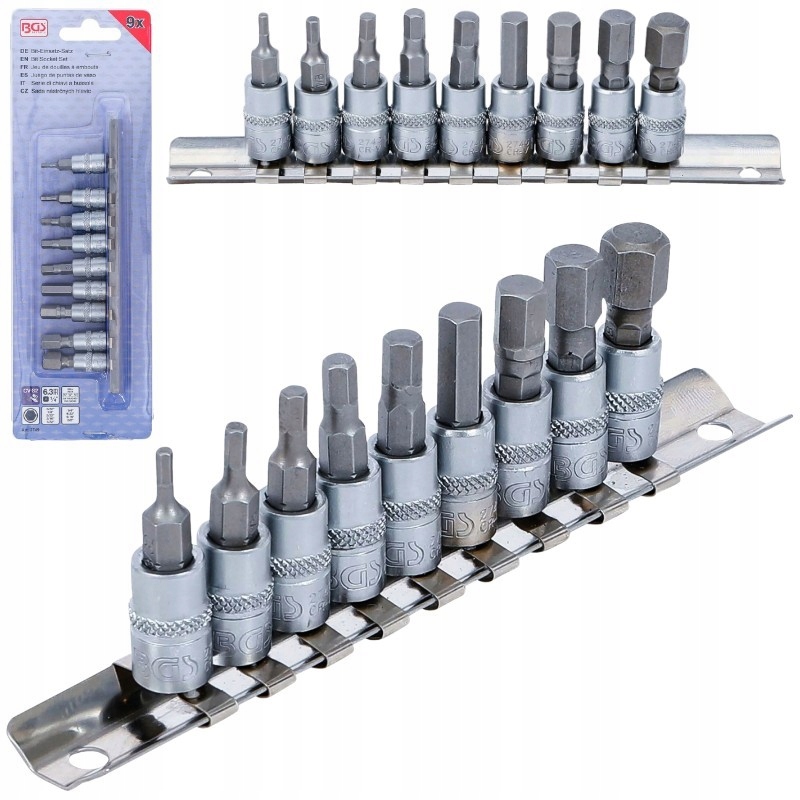 Imbusy Calowe 3/32'-3/8' Klucze trzpieniowe Zestaw 9 szt. 1/4'