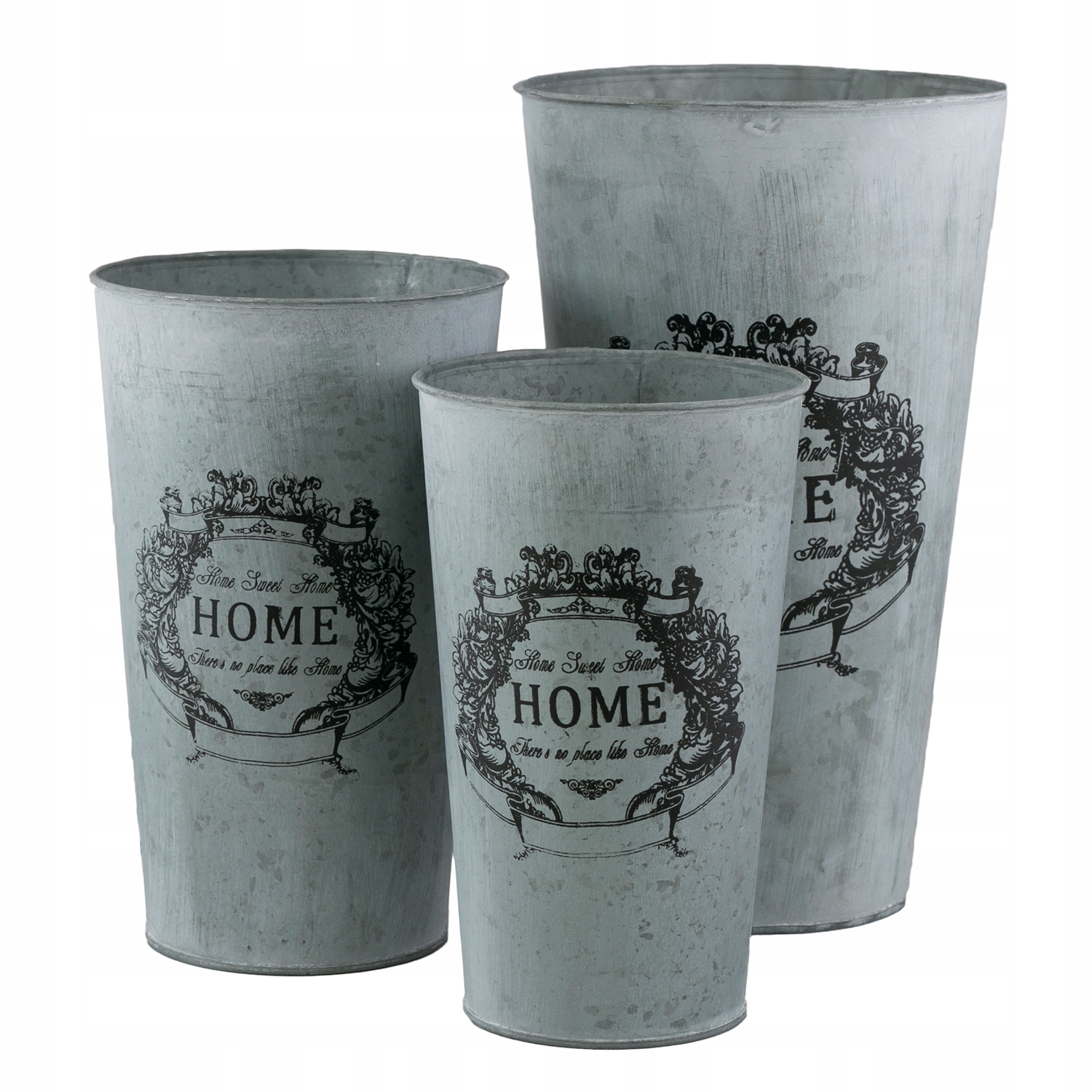 

3 szt. Donica Home metalowa szara