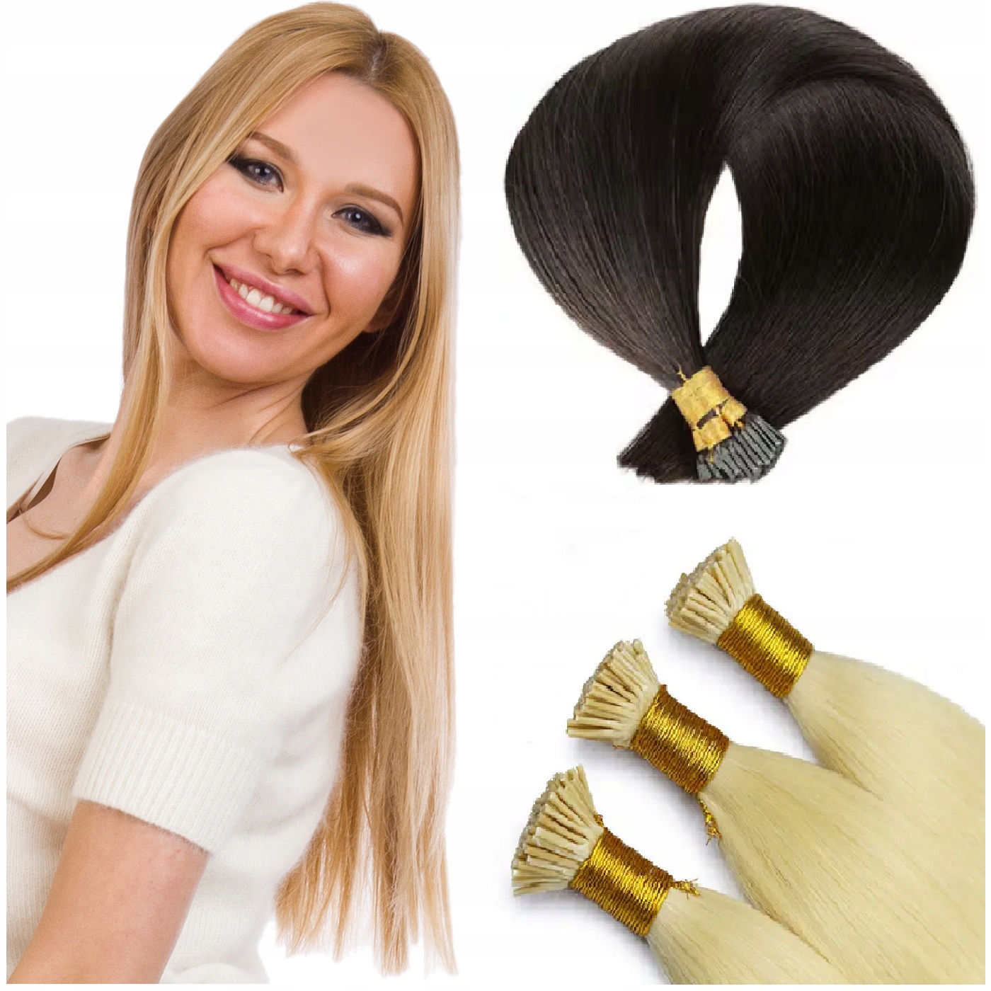 Premium Vlasy Na Mikrokroužky 1 G 100% Přírodní Kroužky 50 CM blond 16