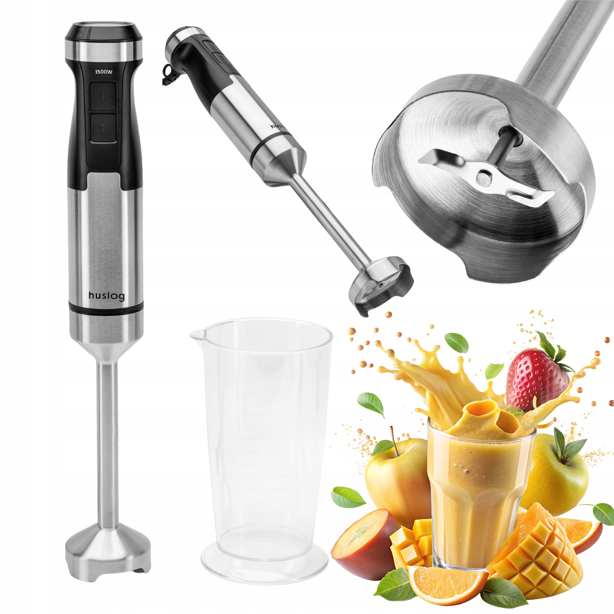 Blender ręczny Huslog HUS1047 pojemnik z miarką 0,7l 1500W kruszenie lodu