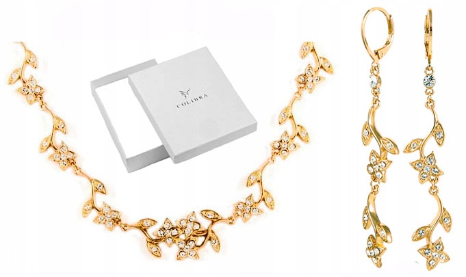 Jedinečná Sada Zlatých Šperků Motiv Květin dárek Pro Ni Colibra