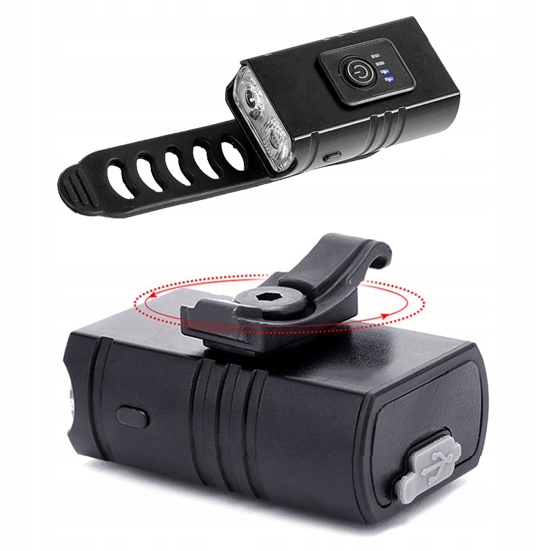 MOCNA LAMPKA ROWEROWA PRZEDNIA TYLNA LED WODOODPORNA AKUMULATOR USB ZESTAW Model PRZÓD-TYŁ