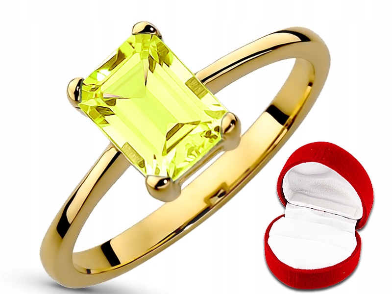 

Zjawiskowy Złoty pierścionek Peridot pr.333 r16