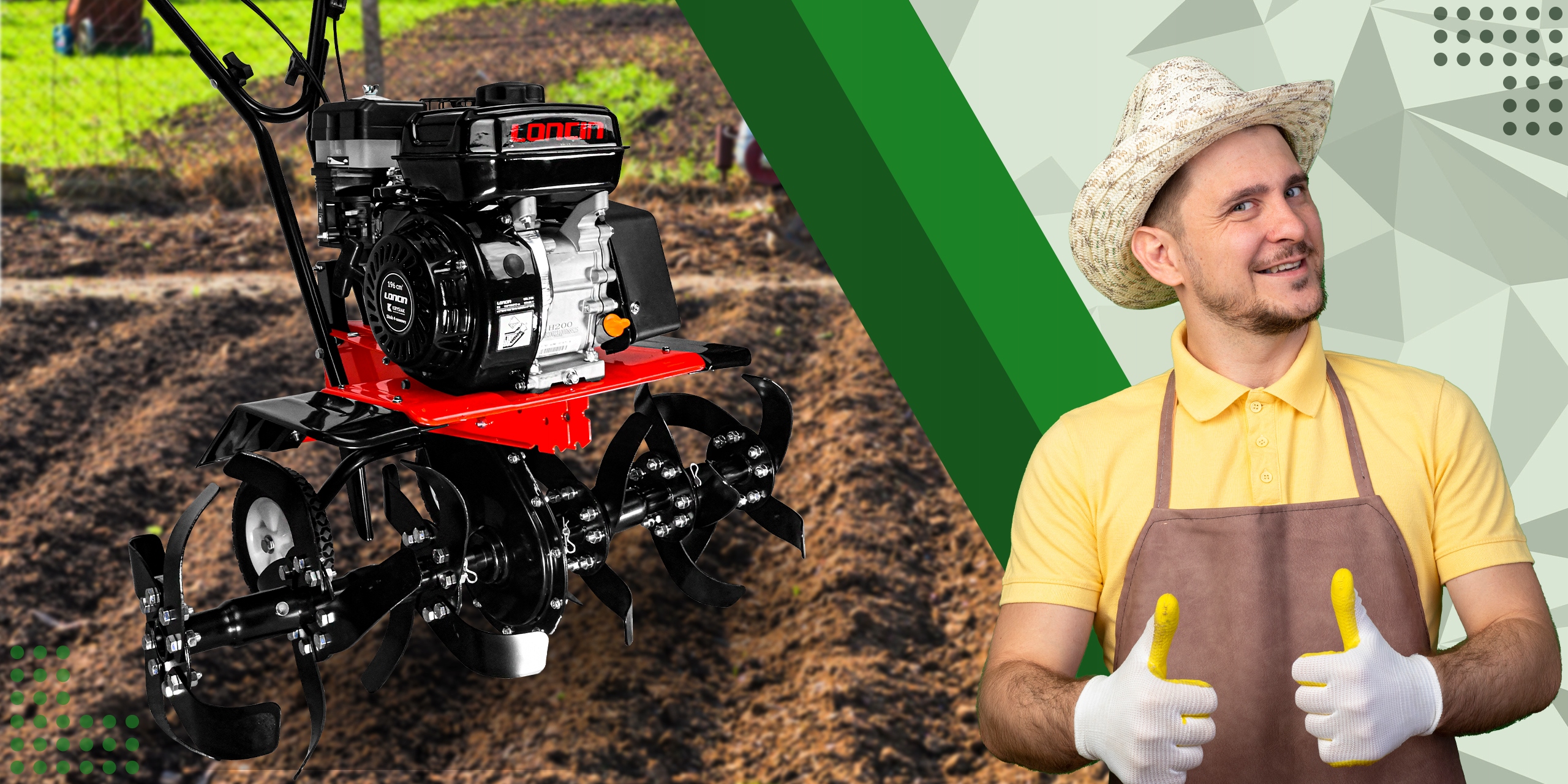 GLEBOGRYZARKA SPALINOWA 9,5 KM LONCIN 196cm KULTYWATOR DO GLEBY ZESTAW ORKA Europejski standard emisji spalin EURO 5
