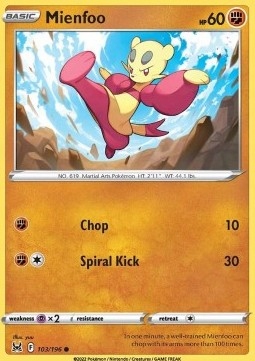 Karty Pokemon (LOR 103) Mienfoo
